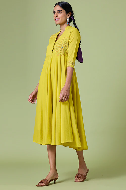 Okhai 'Summer Love' Pure Cotton Hand Embroidered Mirror Work Dress - Image 10