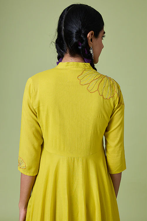 Okhai 'Summer Love' Pure Cotton Hand Embroidered Mirror Work Dress - Image 6