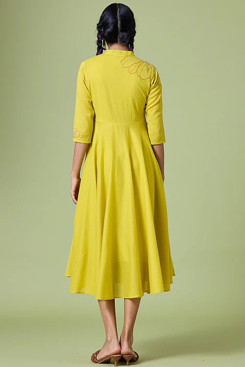 Okhai 'Summer Love' Pure Cotton Hand Embroidered Mirror Work Dress - Image 7