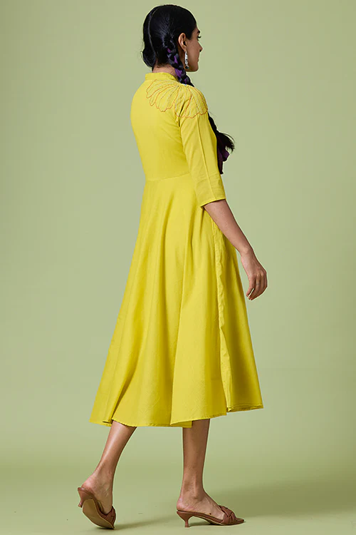 Okhai 'Summer Love' Pure Cotton Hand Embroidered Mirror Work Dress - Image 8