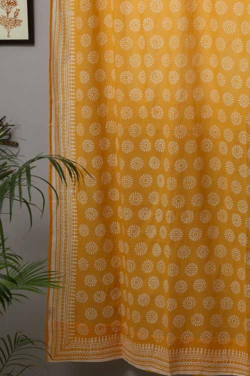 Sooti Syahi Sunflower Hand Block Printed Door Curtain - Image 3