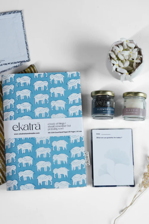 Sustainable Gratitude Hamper By Ekatra - Blue Elephant Motif - Image 4