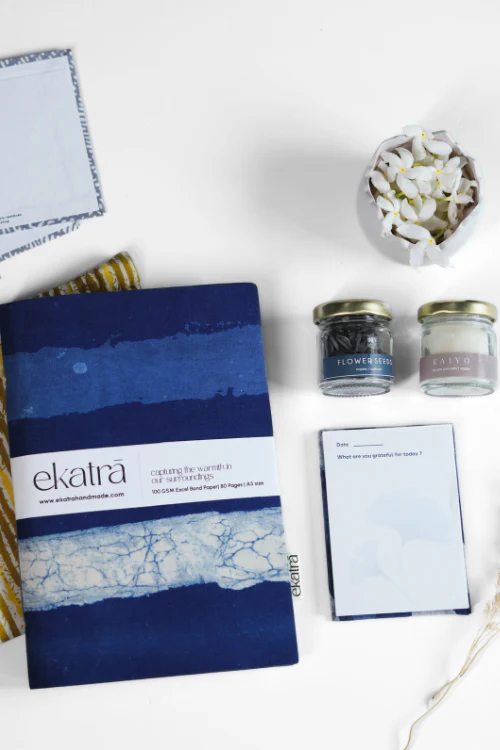 Sustainable Gratitude Hamper By Ekatra - Indigo Stripes - Image 4