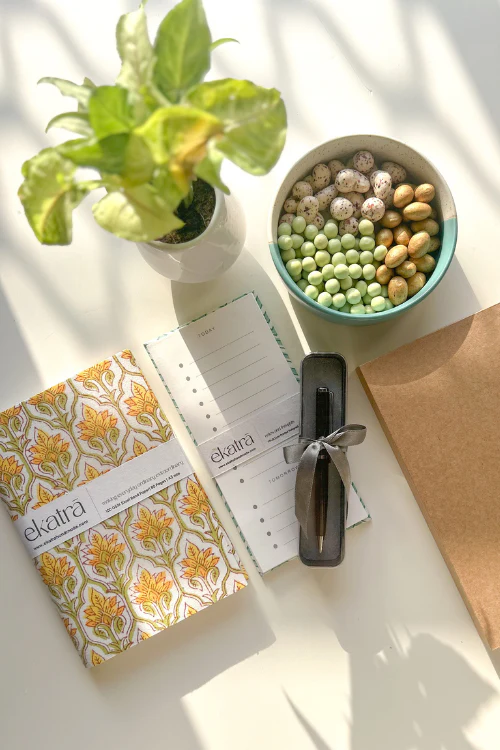 Sustainable Productivity Gift Hamper By Ekatra - Yellow Floral - Image 2
