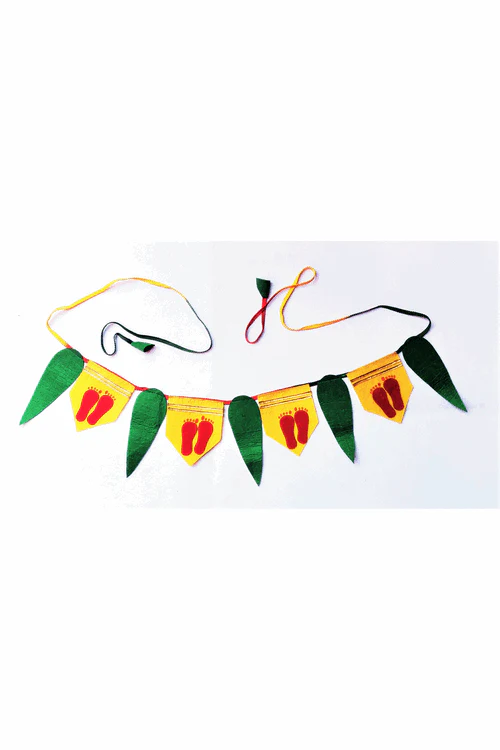 "Svatanya" Handcrafted Eco-Friendly Laxmi Feet & Mango Leaf Toran - Image 3
