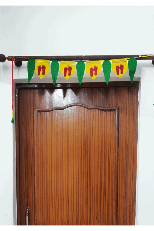 "Svatanya" Handcrafted Eco-Friendly Laxmi Feet & Mango Leaf Toran - Image 4