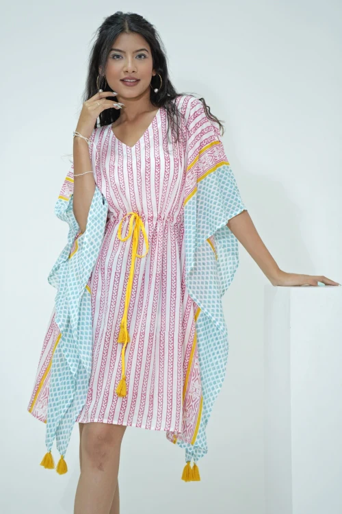 Sooti Syahi Sweet Bust Hand Block Printed Kaftan - Image 2
