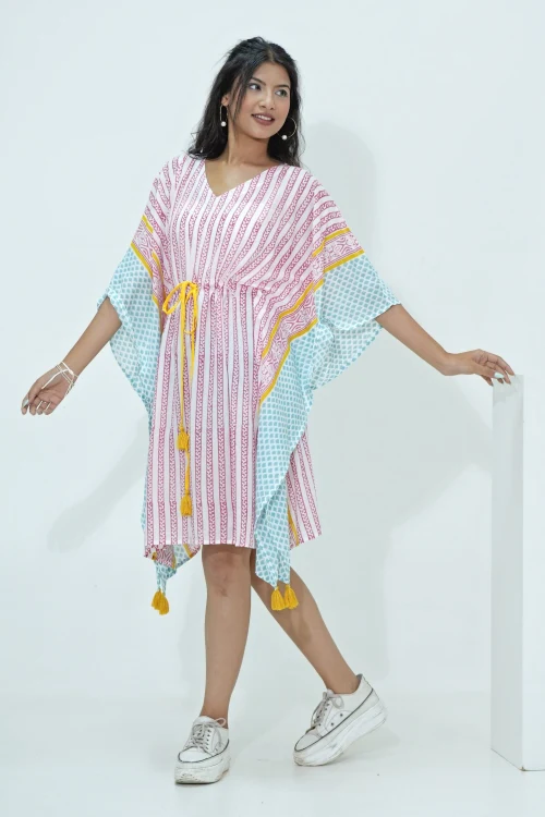 Sooti Syahi Sweet Bust Hand Block Printed Kaftan - Image 5