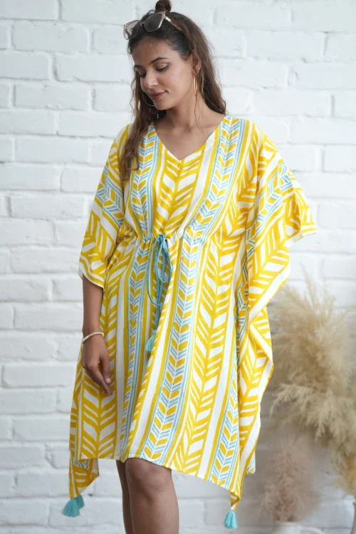 Sooti Syahi Sweet Swrills Hand Block Printed Kaftan - Image 2