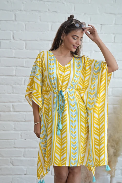 Sooti Syahi Sweet Swrills Hand Block Printed Kaftan - Image 3
