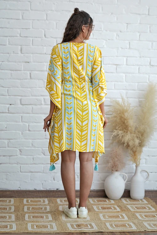 Sooti Syahi Sweet Swrills Hand Block Printed Kaftan - Image 4