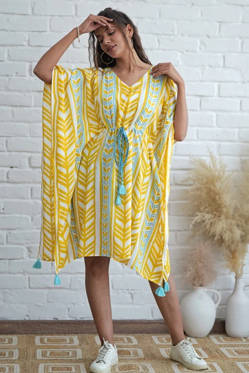 Sooti Syahi Sweet Swrills Hand Block Printed Kaftan - Image 5