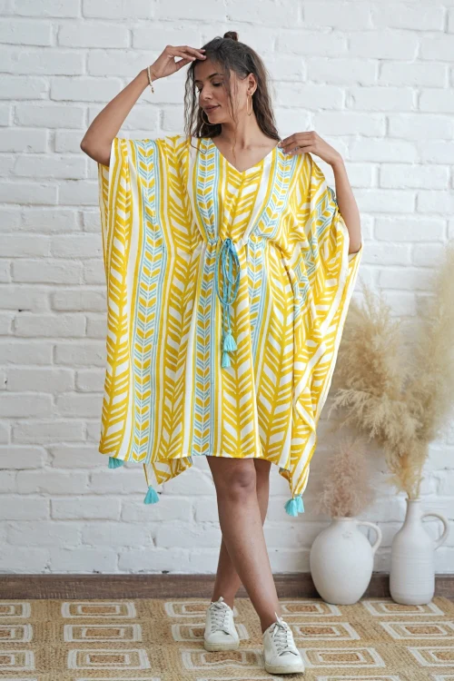 Sooti Syahi Sweet Swrills Hand Block Printed Kaftan - Image 6
