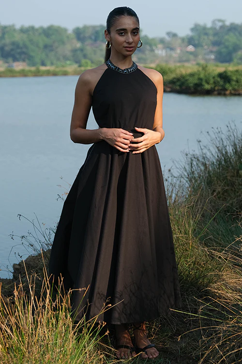 Okhai 'Symphonic' Pure Cotton Hand Embroidered Mirror Work Dress - Image 10