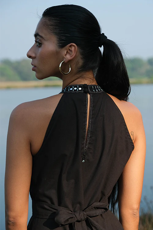 Okhai 'Symphonic' Pure Cotton Hand Embroidered Mirror Work Dress - Image 4
