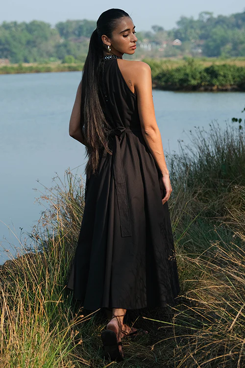 Okhai 'Symphonic' Pure Cotton Hand Embroidered Mirror Work Dress - Image 5