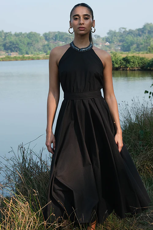 Okhai 'Symphonic' Pure Cotton Hand Embroidered Mirror Work Dress - Image 6