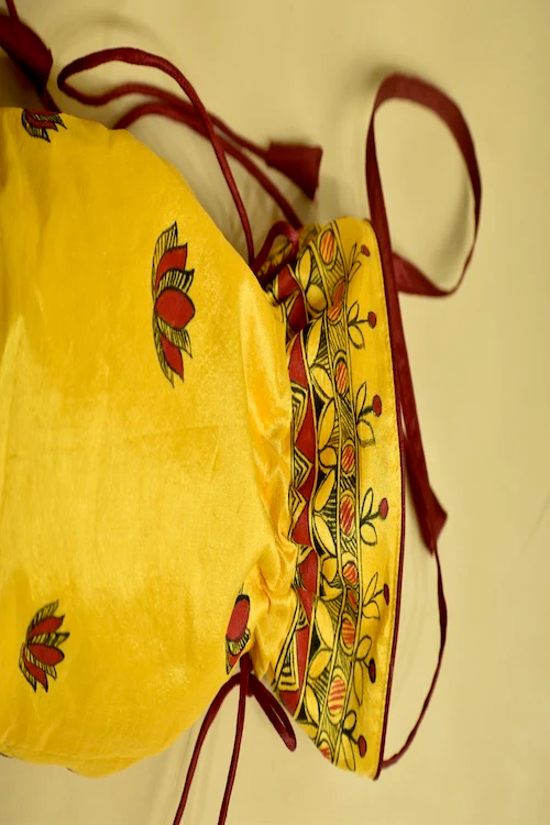 Diorama Designs "Symphony Of Grace" Silk Handpainted Madhubani Potli - Image 6