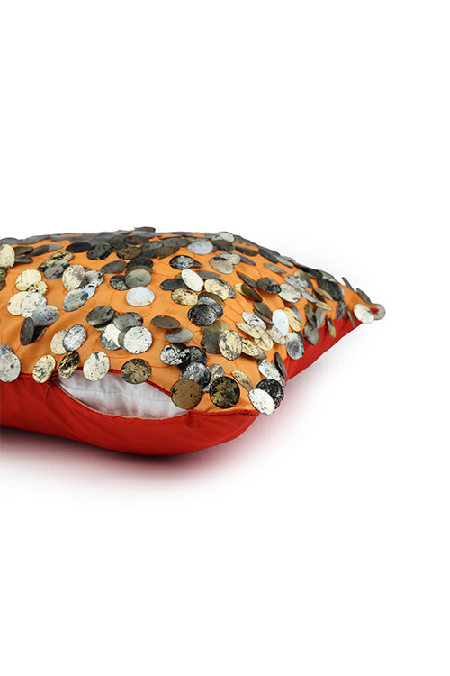 Onset Homes Tara Hand Embroidered Cushion-Orange - Image 4