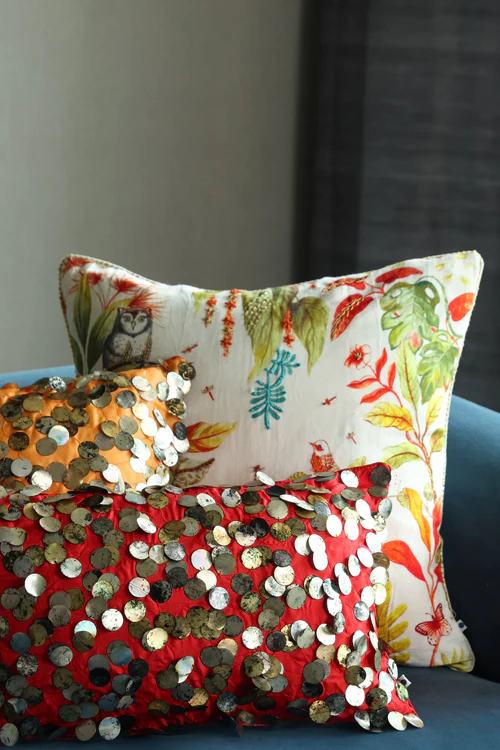 Onset Homes Tara Hand Embroidered Cushion-Ravishing Red - Image 2