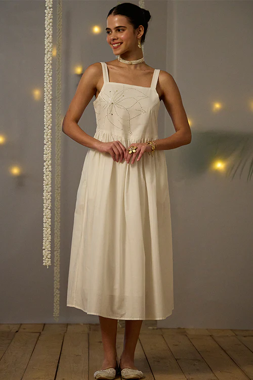 Okhai "Tara" Mukaish and Khaat Bharat work Dress with Dupatta - Image 6
