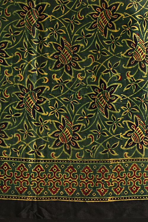 Tenaaro Ajrakh Hand Block Printed Modal Satin Saree - Image 7