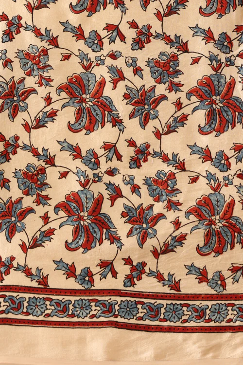 Tenaaro Ajrakh Hand Block Printed Modal Satin Saree - Image 5