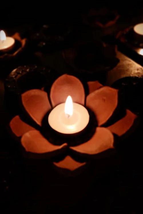 Terracotta by Sachii "3-D Lotus Diya/Tealight Holder" - Image 4