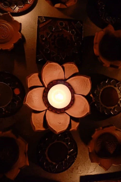 Terracotta by Sachii "3-D Lotus Diya/Tealight Holder" - Image 5