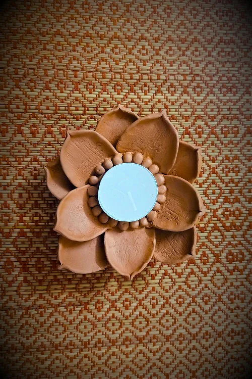 Terracotta by Sachii "3-D Lotus Diya/Tealight Holder" - Image 6