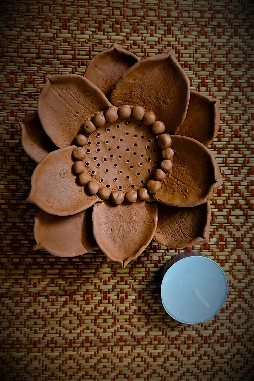 Terracotta by Sachii "3-D Lotus Diya/Tealight Holder" - Image 7