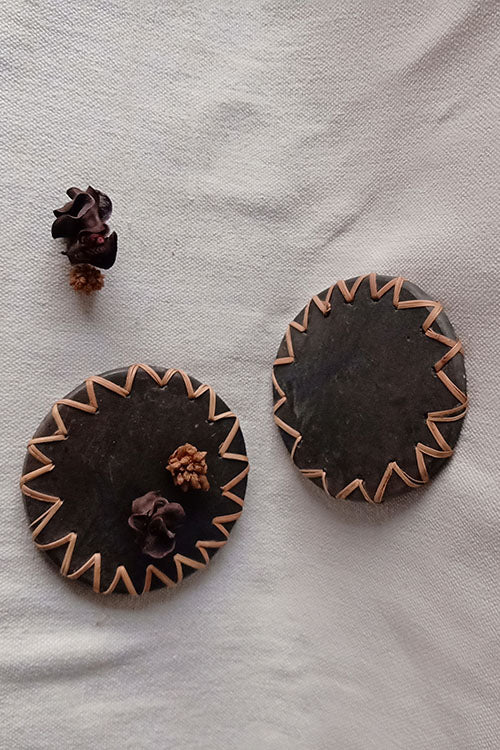Terracotta by Sachii Longpi Black Pottery Coaster Round - Image 6