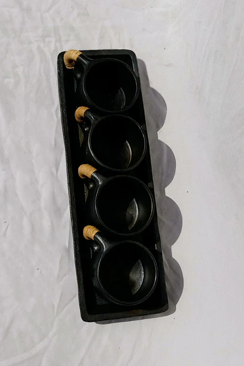 Terracotta by Sachii Longpi Black Pottery Coffee-Mugs & Tray Set - Image 3