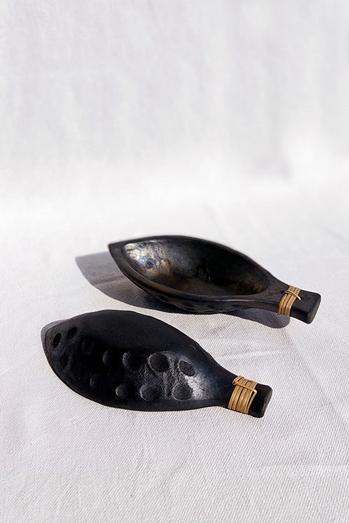 Terracotta by Sachii "Longpi Black Pottery 'Matsya' Serving Bowls Set of 2" - Image 10