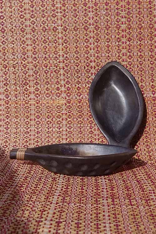 Terracotta by Sachii "Longpi Black Pottery 'Matsya' Serving Bowls Set of 2" - Image 2