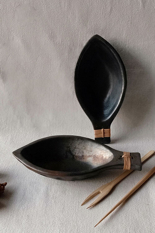 Terracotta by Sachii "Longpi Black Pottery 'Matsya' Serving Bowls Set of 2" - Image 5