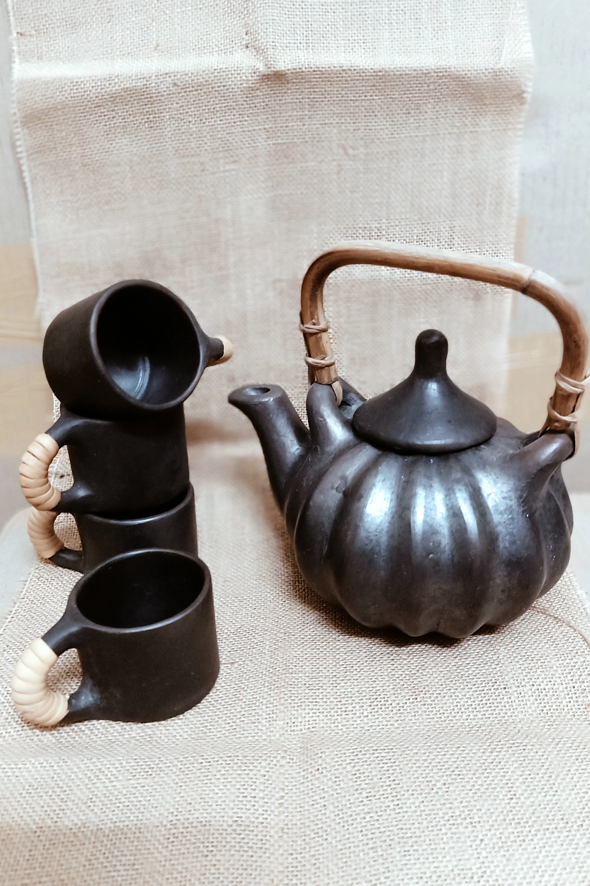 Terracotta by Sachii "Longpi Black Pottery Pumpkin Teaset" - Image 9