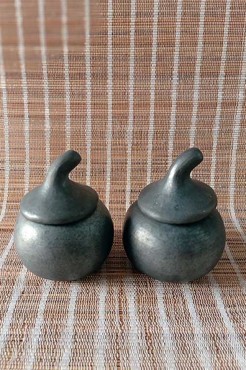 Terracotta by Sachii "Longpi Black Pottery Sauce Pots Set of 2" - Image 6