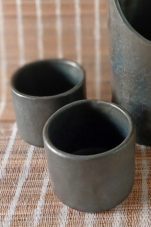 Terracotta by Sachii "Longpi Black Pottery Tumblers Small Set of 2" - Image 5