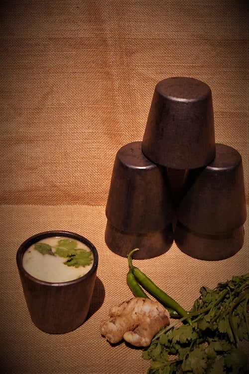 Terracotta by Sachii "Longpi Black Pottery Tumblers Trapezium Small Set of 6" - Image 2