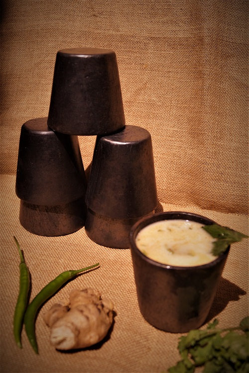 Terracotta by Sachii "Longpi Black Pottery Tumblers Trapezium Small Set of 6" - Image 4