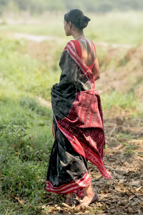 The ICH Sambalpuri Handwoven Ikat Soft Cotton Saree - Kansa Raag - Image 4