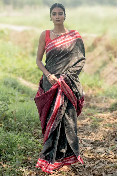 The ICH Sambalpuri Handwoven Ikat Soft Cotton Saree - Kansa Raag - Image 5