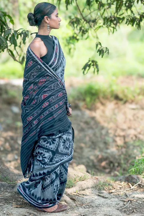 The ICH Sambalpuri Handwoven Ikat Soft Cotton Saree - Phool Bhag - Image 2