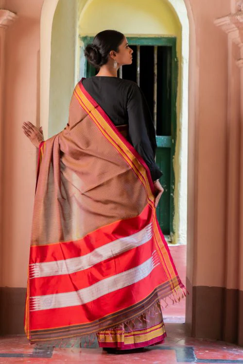 TICH Deccan Elegance. Maharashtrian Small Checks Lugadi Saree - Rangamaati - Image 4