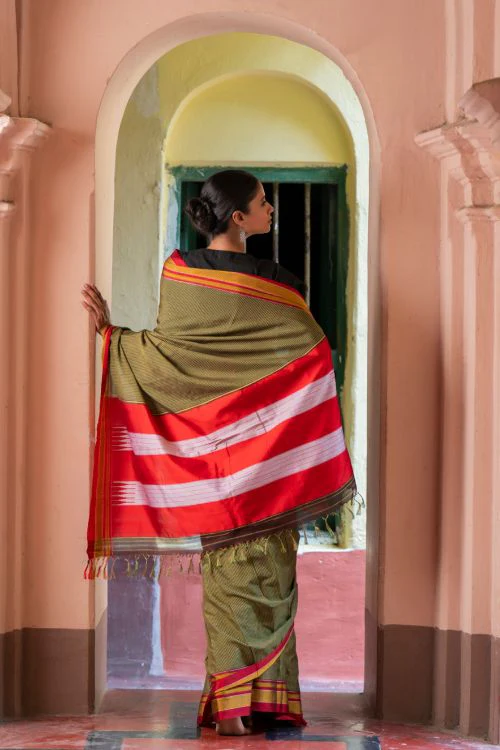 TICH Deccan Elegance. Maharashtrian Small Checks Lugadi Saree - TaraChitra - Image 7