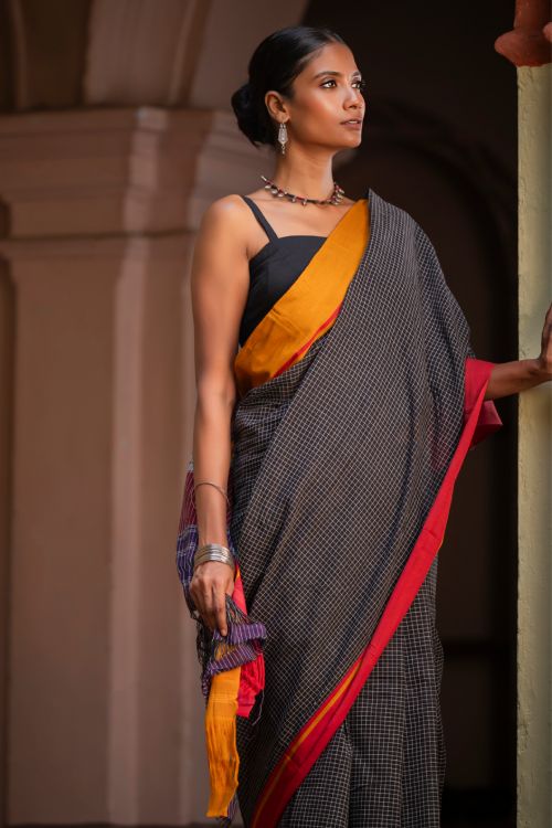 TICH Ethnic Elegance. Handwoven Pateda Aanchu Saree - KaviRekha - Image 6