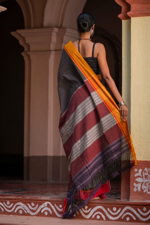 TICH Ethnic Elegance. Handwoven Pateda Aanchu Saree - KaviRekha - Image 8