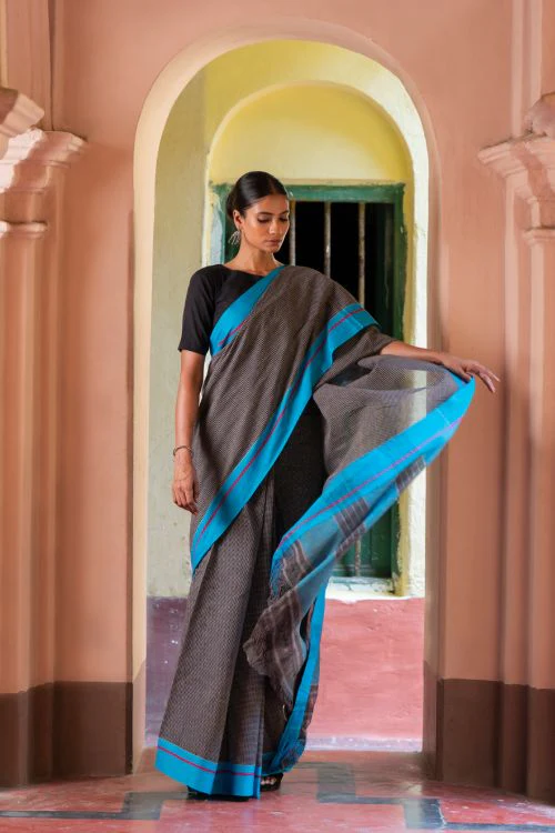 TICH Ethnic Elegance. Handwoven Pateda Aanchu Saree - Kurunji - Image 5