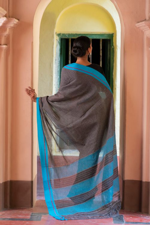 TICH Ethnic Elegance. Handwoven Pateda Aanchu Saree - Kurunji - Image 6